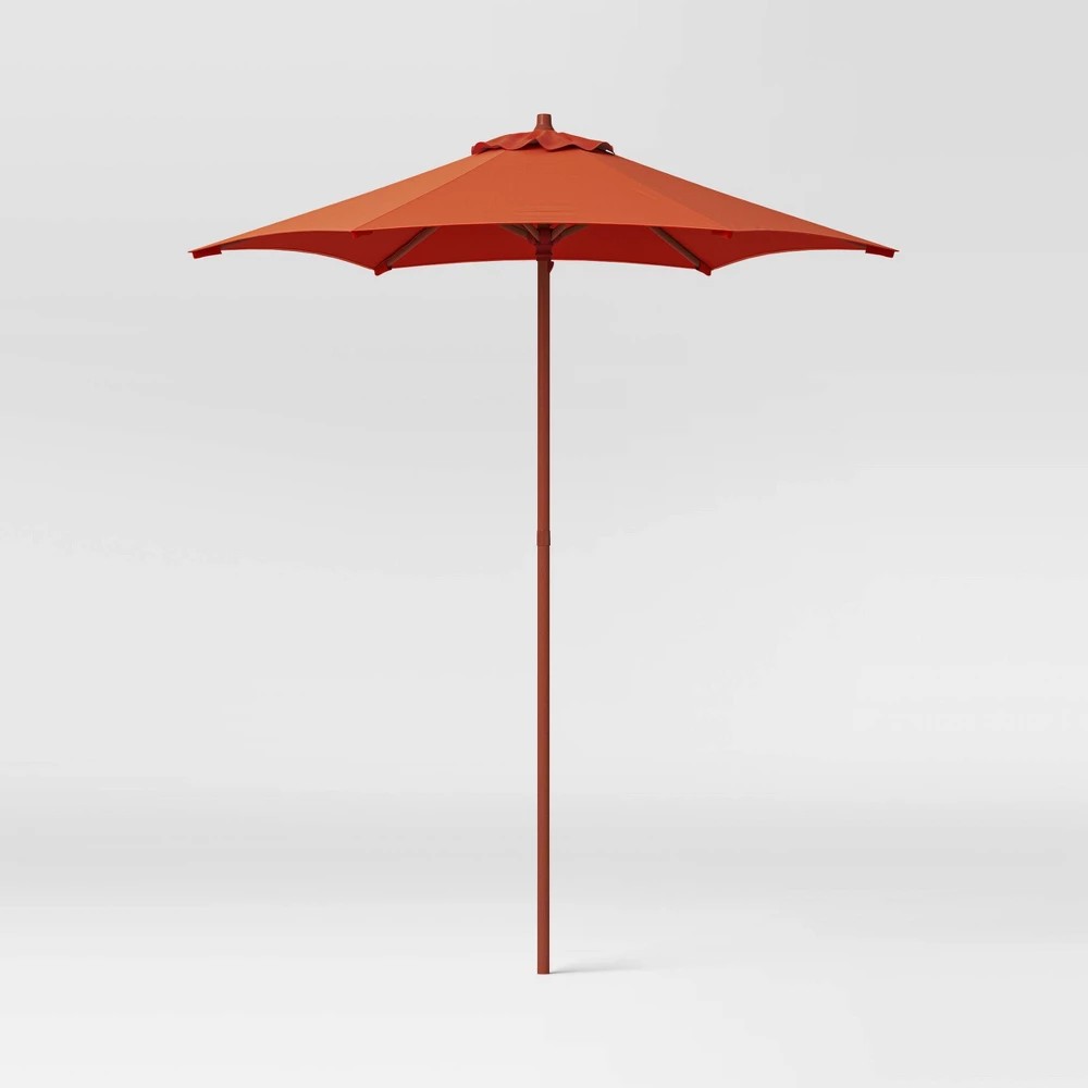 6' Round Solid Monochrome Outdoor Patio Market Umbrellas Red with Red Pole - Room Essentials - Bellso